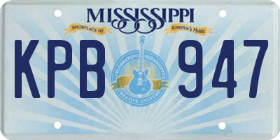 MS license plate KPB947