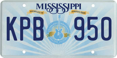 MS license plate KPB950