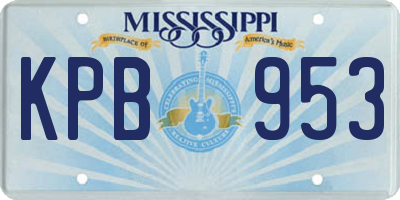 MS license plate KPB953