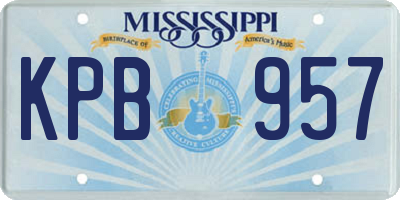 MS license plate KPB957