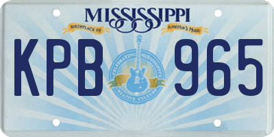 MS license plate KPB965