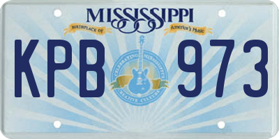 MS license plate KPB973