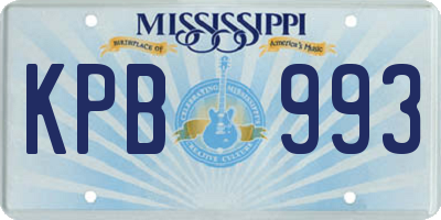 MS license plate KPB993