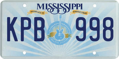 MS license plate KPB998