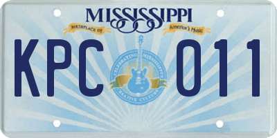 MS license plate KPC011