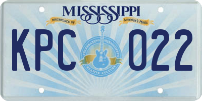 MS license plate KPC022
