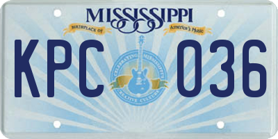 MS license plate KPC036