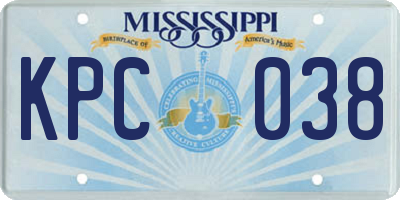 MS license plate KPC038