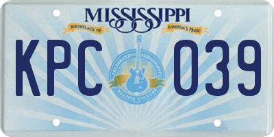 MS license plate KPC039