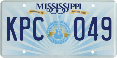 MS license plate KPC049