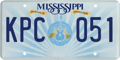 MS license plate KPC051