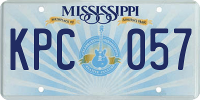 MS license plate KPC057