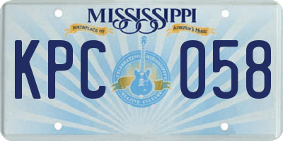 MS license plate KPC058