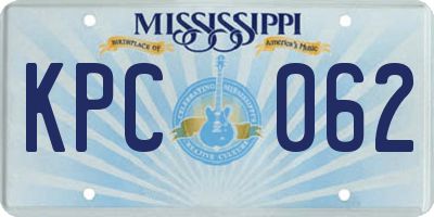 MS license plate KPC062