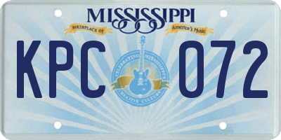 MS license plate KPC072