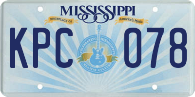 MS license plate KPC078