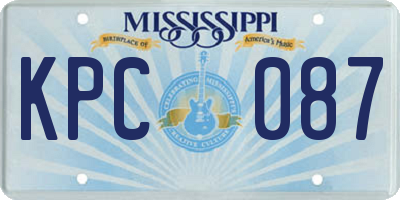 MS license plate KPC087