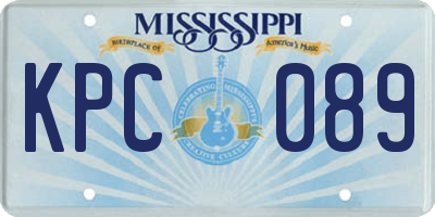 MS license plate KPC089