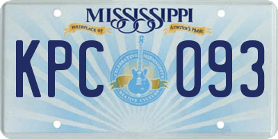 MS license plate KPC093