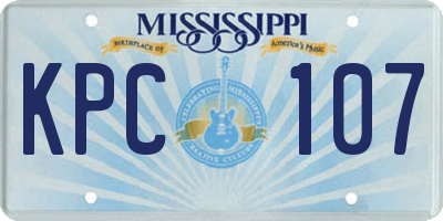 MS license plate KPC107