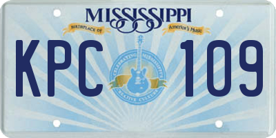 MS license plate KPC109