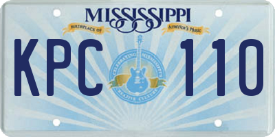 MS license plate KPC110