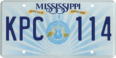 MS license plate KPC114