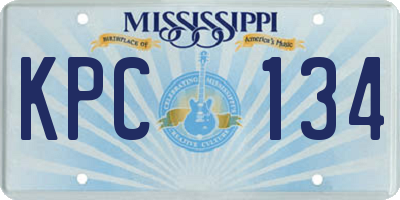 MS license plate KPC134