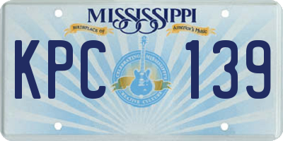 MS license plate KPC139
