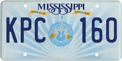 MS license plate KPC160