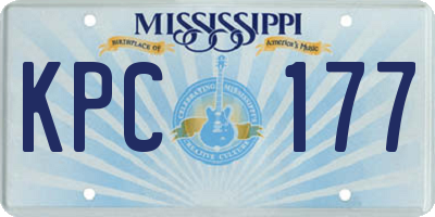 MS license plate KPC177