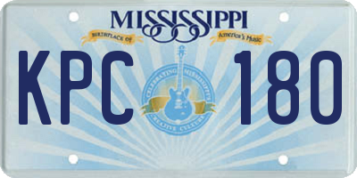 MS license plate KPC180