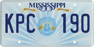 MS license plate KPC190