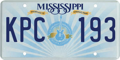 MS license plate KPC193