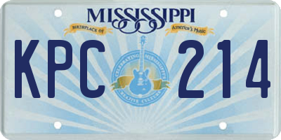 MS license plate KPC214