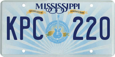 MS license plate KPC220