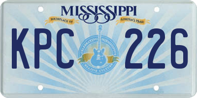 MS license plate KPC226