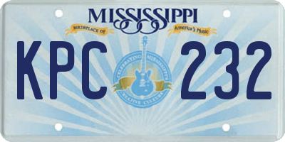 MS license plate KPC232