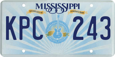 MS license plate KPC243
