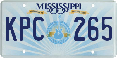 MS license plate KPC265