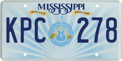 MS license plate KPC278