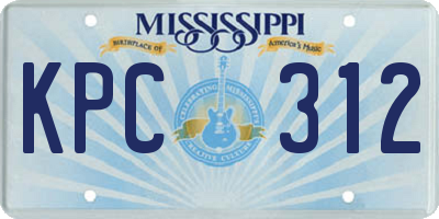 MS license plate KPC312
