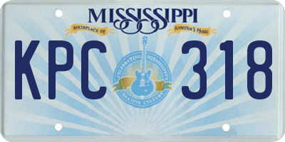 MS license plate KPC318