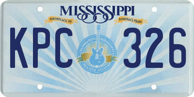 MS license plate KPC326