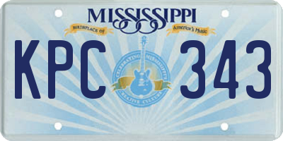 MS license plate KPC343