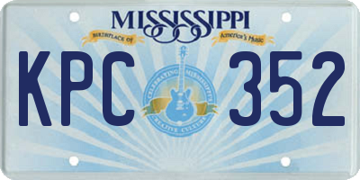 MS license plate KPC352