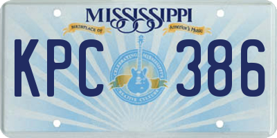 MS license plate KPC386