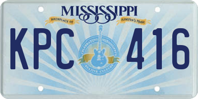 MS license plate KPC416