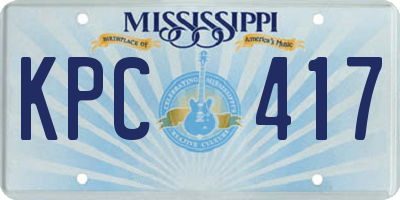 MS license plate KPC417