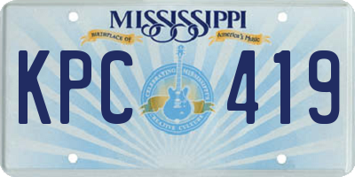 MS license plate KPC419